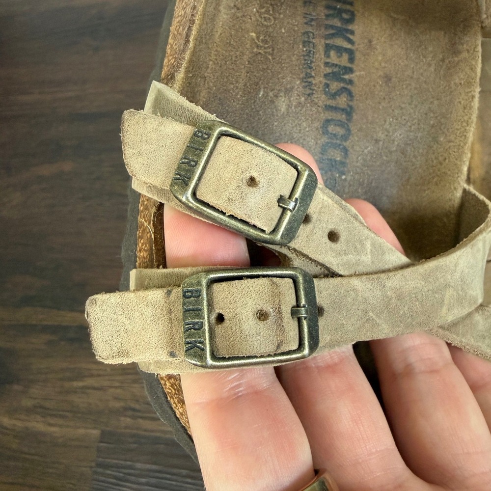 Birkenstock Taupe Triple-Buckle Slide Sandals - Picture 7 of 7
